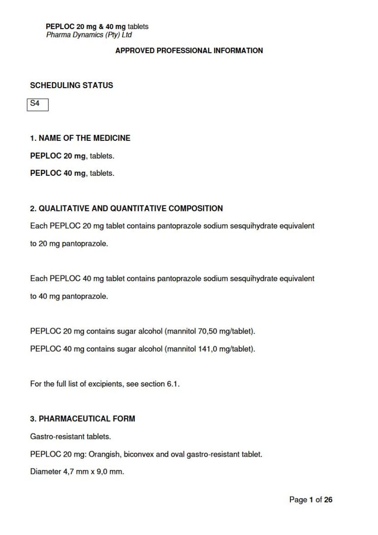 Peploc 20 Mg/40 Mg Tablets package insert preview