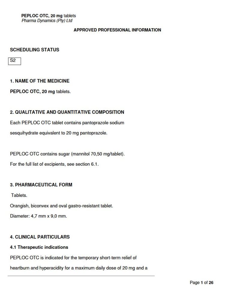 Peploc Otc 20 mg Tablets package insert preview