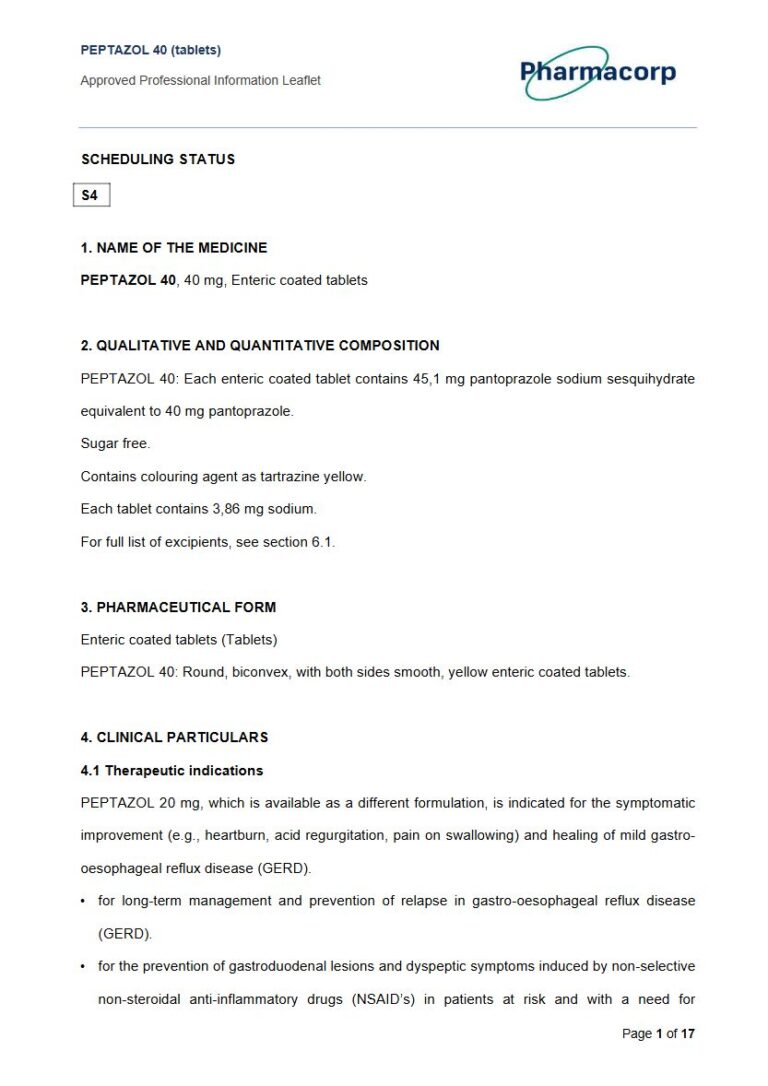 Peptazol 40 40 mg Enteric coated tablets package insert preview