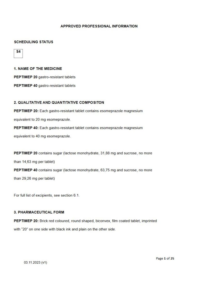 Peptimep 20 mg & 40 mg Gastro-resistant tablets package insert preview