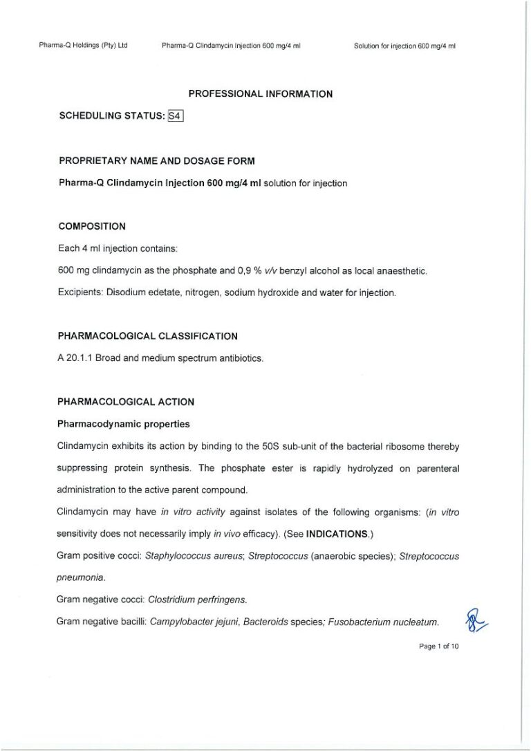Pharma-A Clindamycin Injection 600 mg/4 m Solution for injection package insert preview