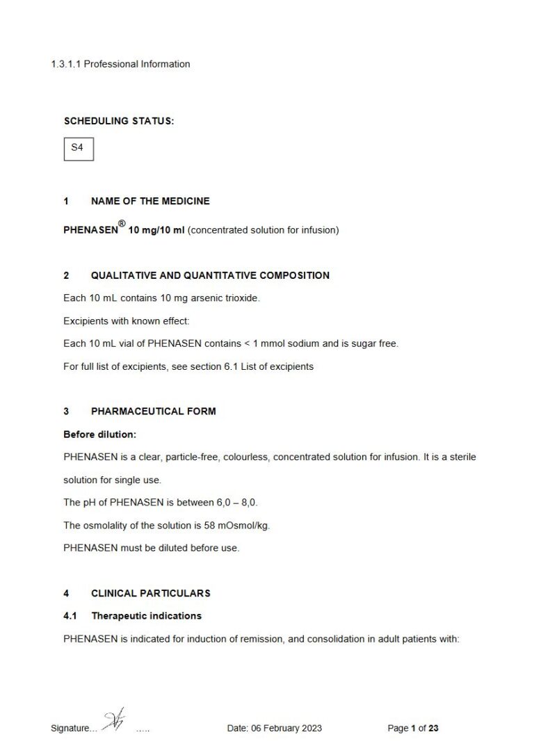 Phenasen 10 mg/10 ml Concentrated solution for infusion) package insert preview