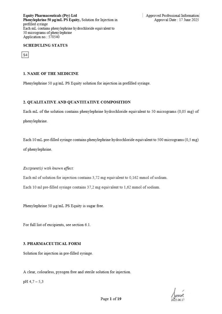 Phenylephrine Solution package insert preview
