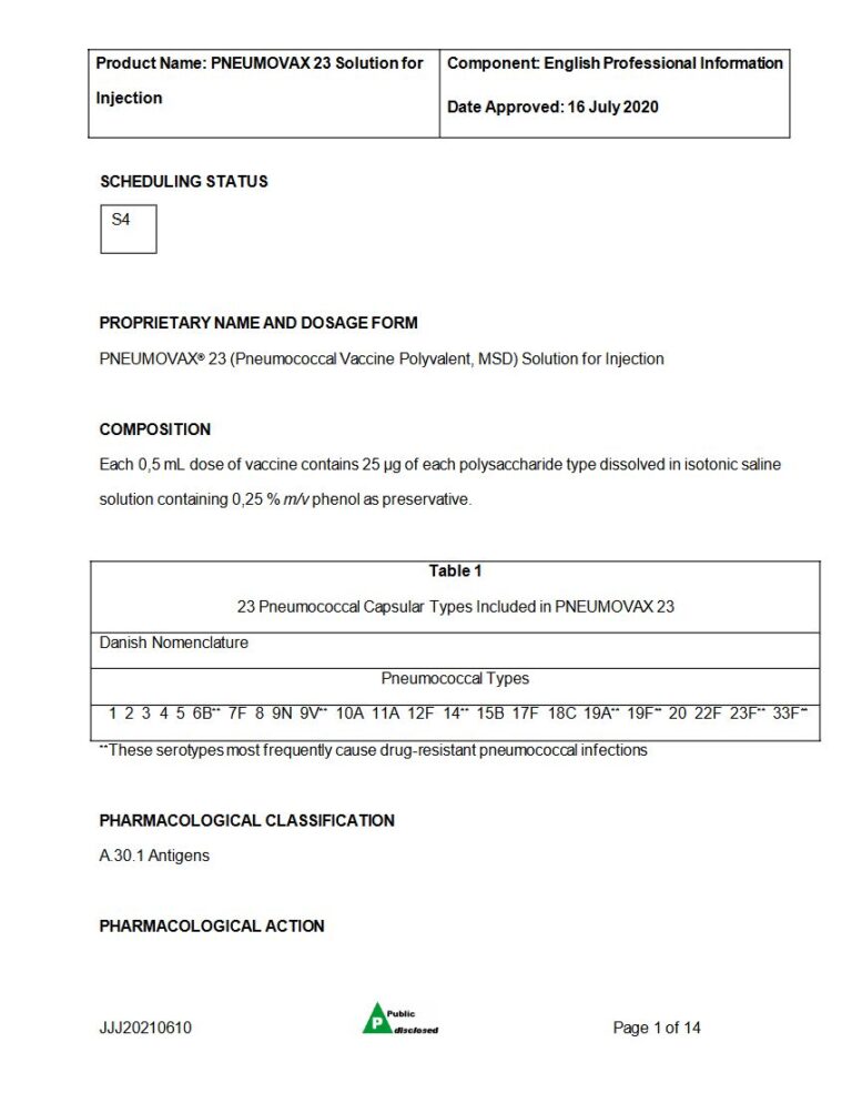 Pneumovax 23 0,5 mL Solution for Injection package insert preview