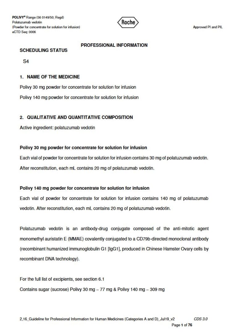 Polivy 30 mg/140 mg Solution package insert preview