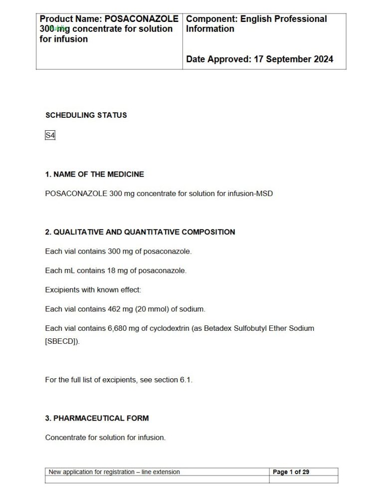 Posaconazole 300 Mg Solution package insert preview