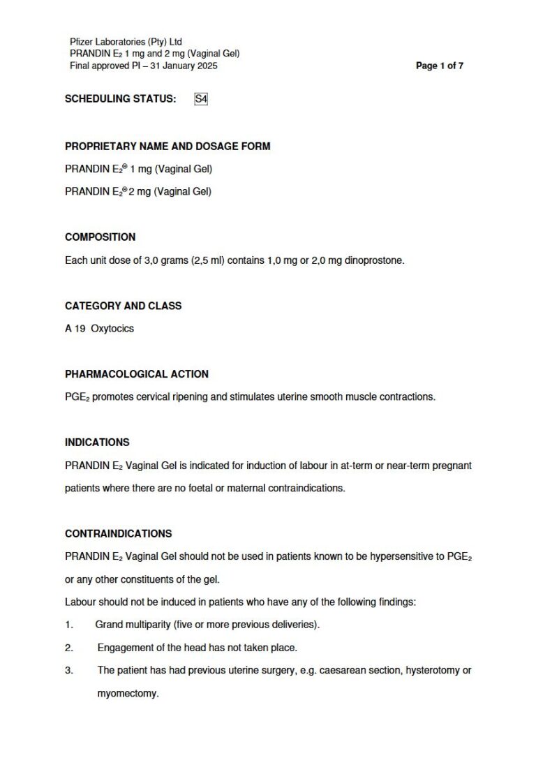 Prandin 1 mg and 2 mg Vaginal Gel package insert preview