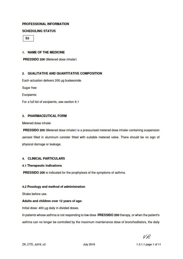 Pressido 200 200 mg Metered Dose Inhaler package insert preview