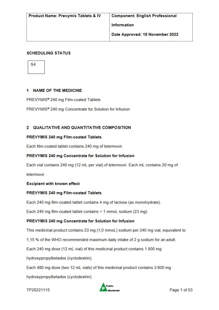 Prevymis 240 Mg Solution package insert preview