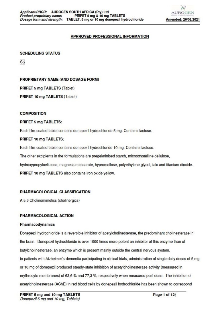 Prifet 5 Mg/10 Mg Tablets package insert preview