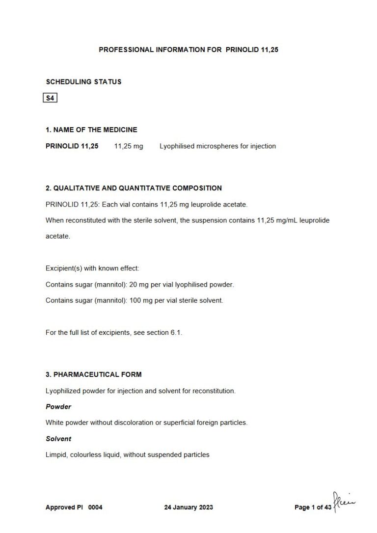 Prinolid 11,25 11,25 mg Injection package insert preview
