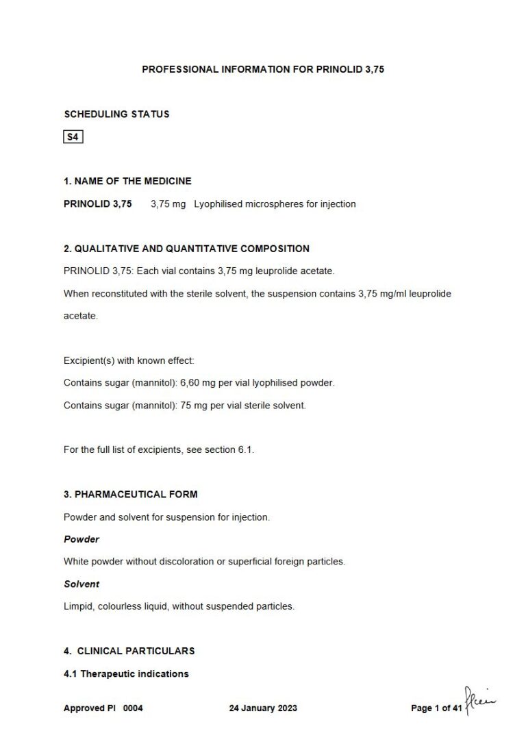 Prinolid 3,75 3,75 mg Injection package insert preview