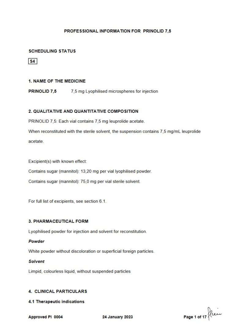 Prinolid 7,5 7,5 mg Injection package insert preview