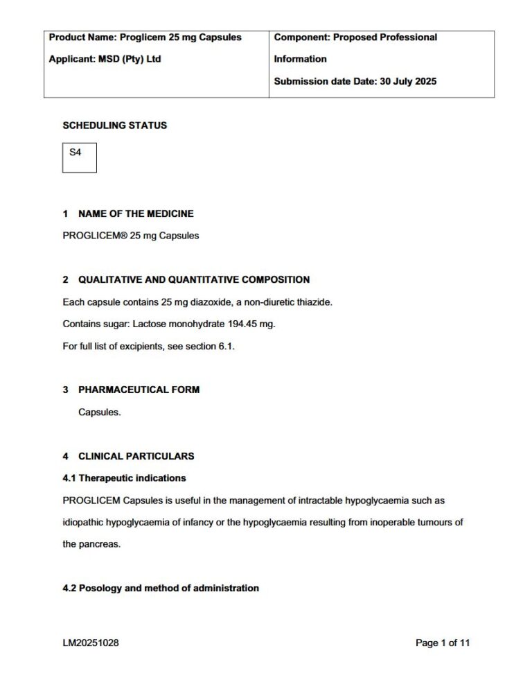 Proglicem 25 mg Capsules package insert preview