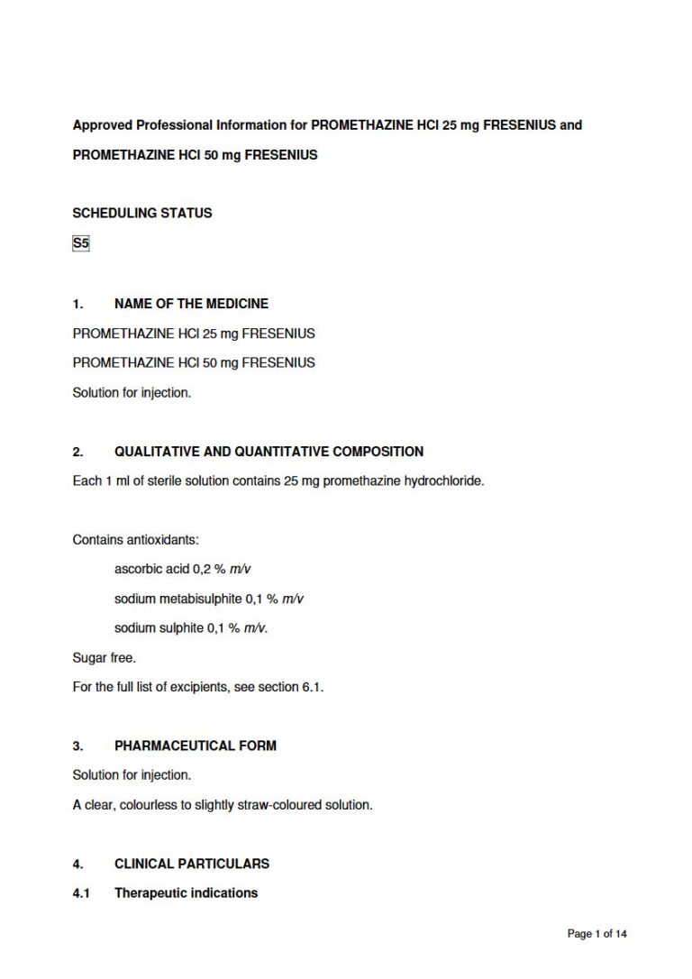 Promethazine Hcl 25 Mg/50 Mg Solution package insert preview