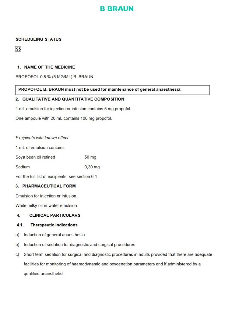 Propofol 0.5 %/5 Mg Injection package insert preview