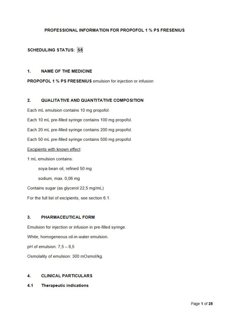 Propofol 1 %/10 mg Injection package insert preview