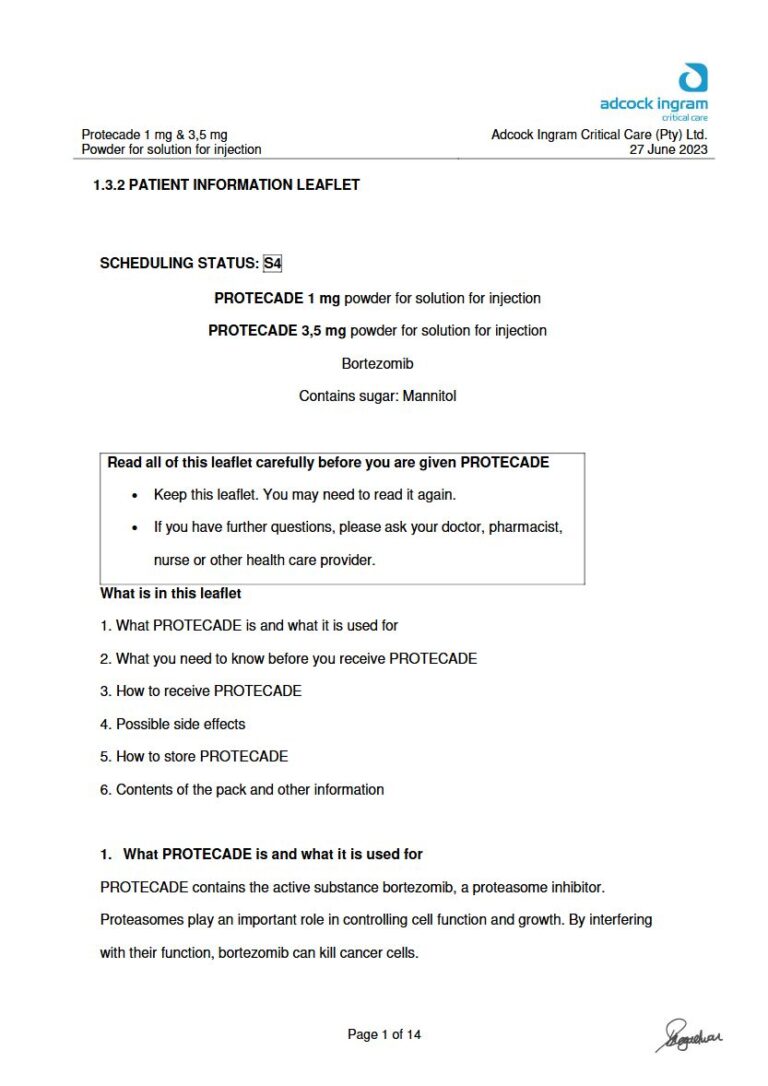 Protecade 3,5 Mg/1 mg Solution package insert preview