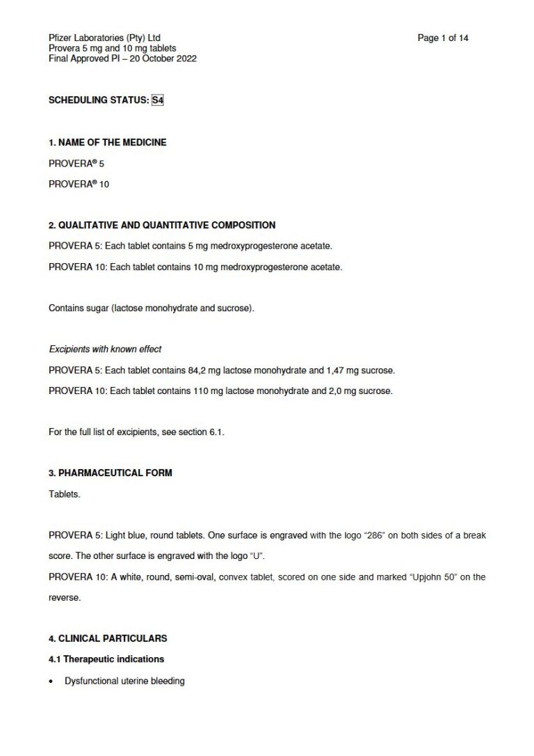 Provera 10 Mg/5 mg Tablets package insert preview