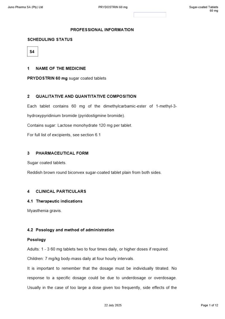 Prydostrin 60 60 mg tablets package insert preview
