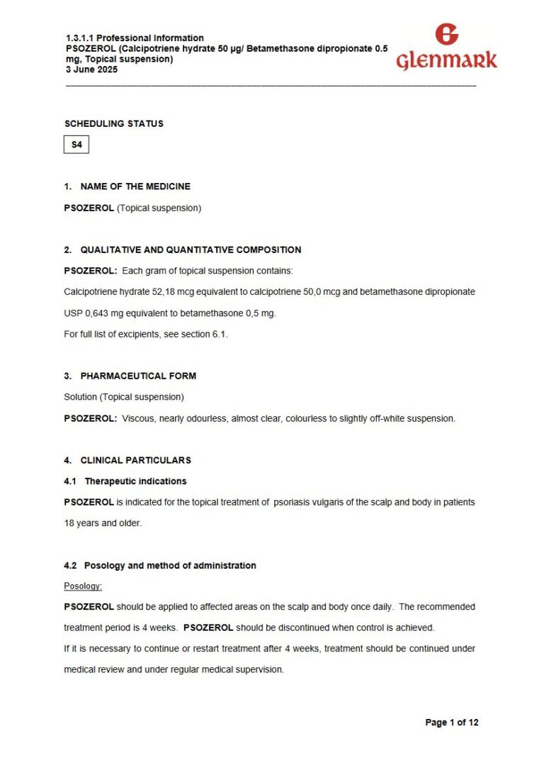 Psozerol 50 μg/0.5 mg Topical suspension package insert preview