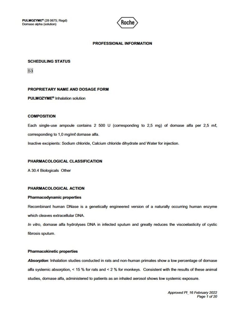 Pulmozyme Inhalation 2.5 mg/1.0 mg Solution package insert preview