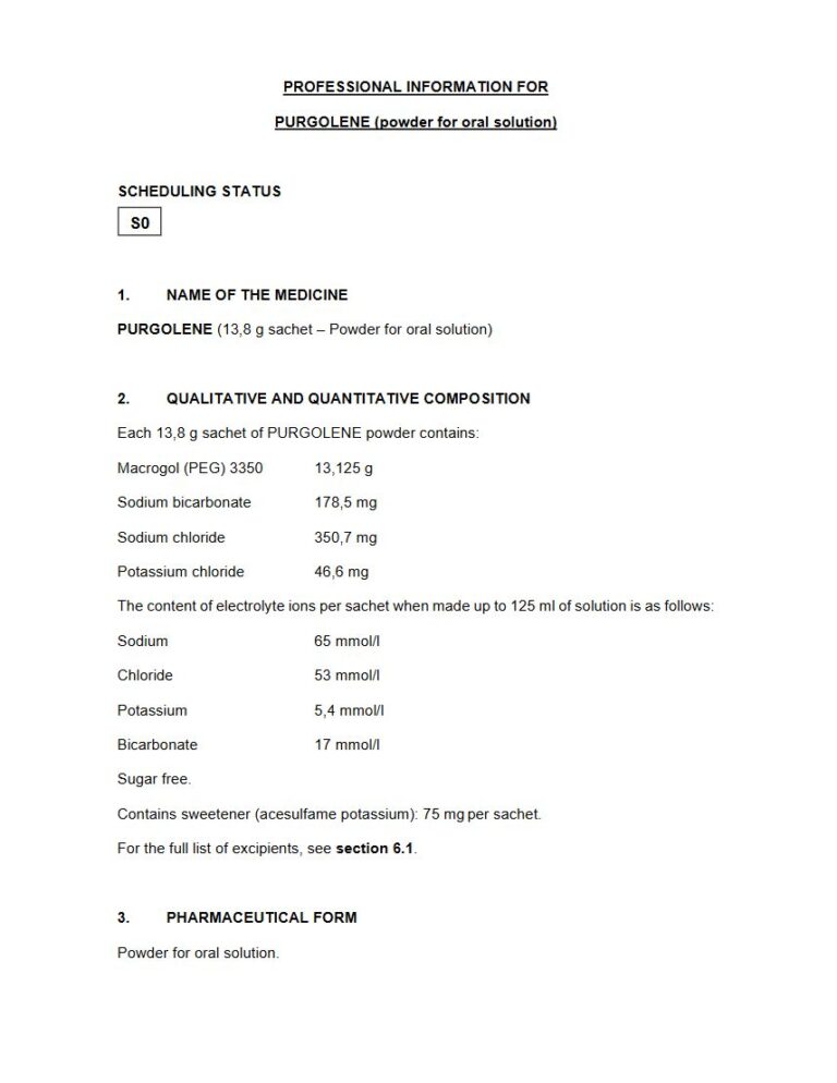 Purgolene 13,8 g Powder for oral solution package insert preview