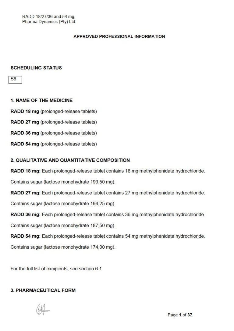 Radd 18/27/36 and 54 mg Prolonged-release tablet package insert preview