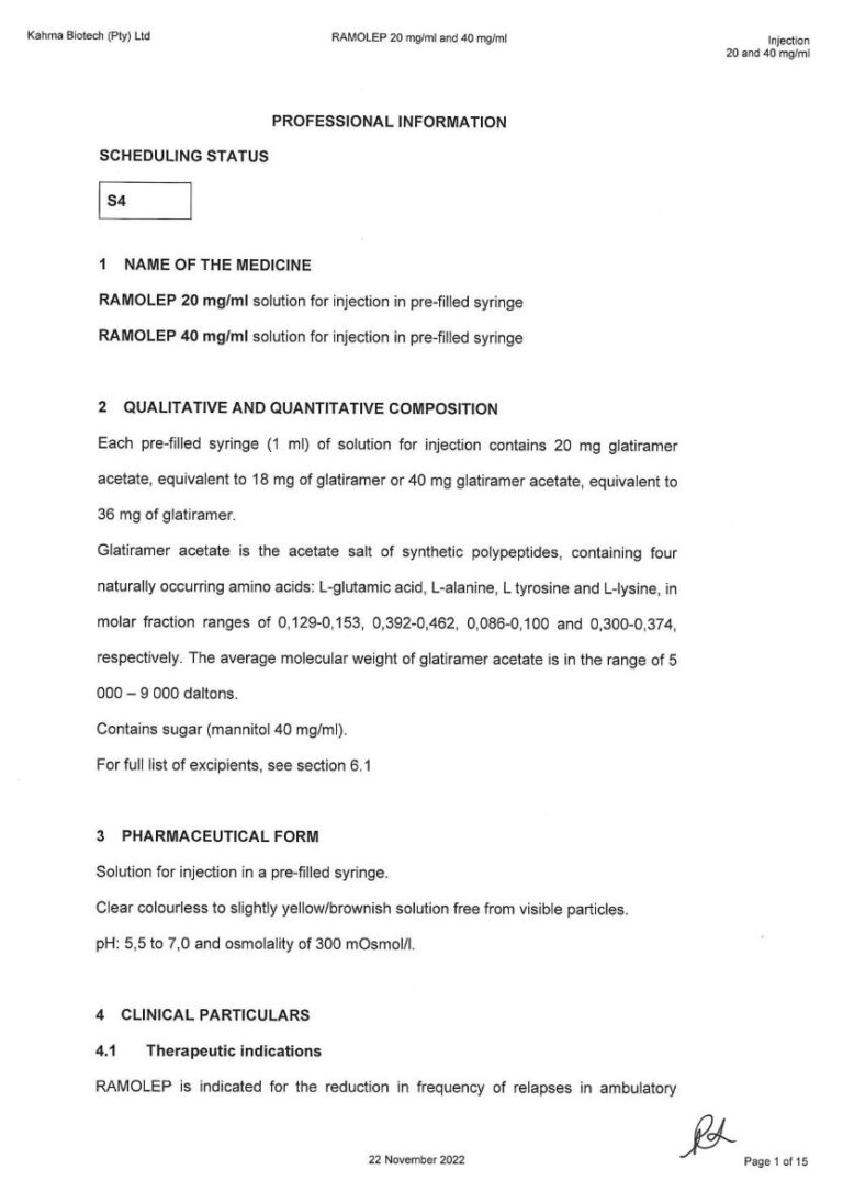 Ramolep 20 Mg/40 Mg Injection package insert preview