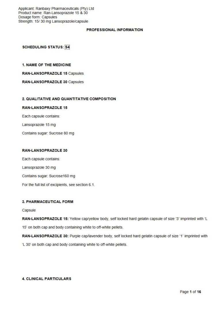 Ran-Lansoprazole 15mg. 30mg Capsule package insert preview