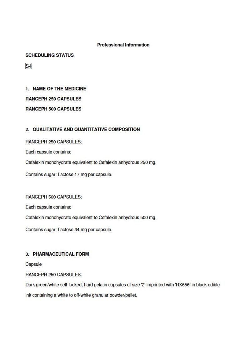 Ranceph 250 mg, 500 mg. CAPSULES package insert preview