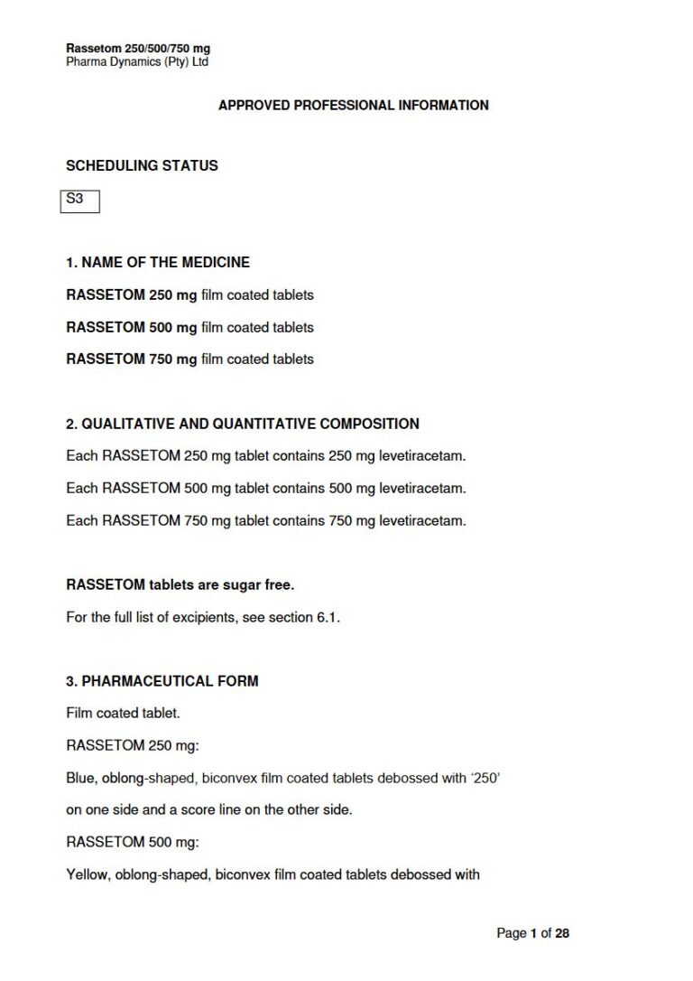Rassetom 250/500/750 mg FC tablets. package insert preview