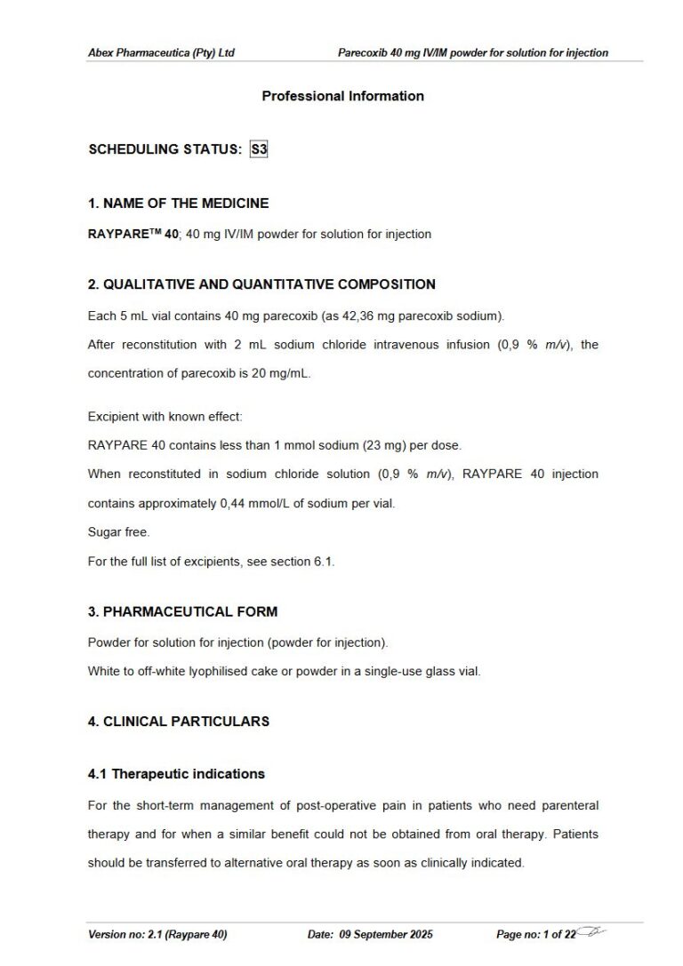 Raypare 40 mg Solution package insert preview