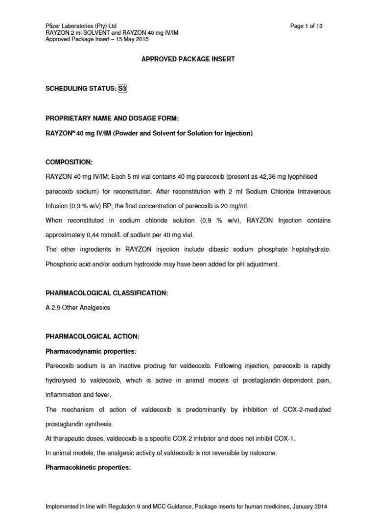 Rayzon 5ml. 40mg Powder and Solvent for Solution for Injection package insert preview