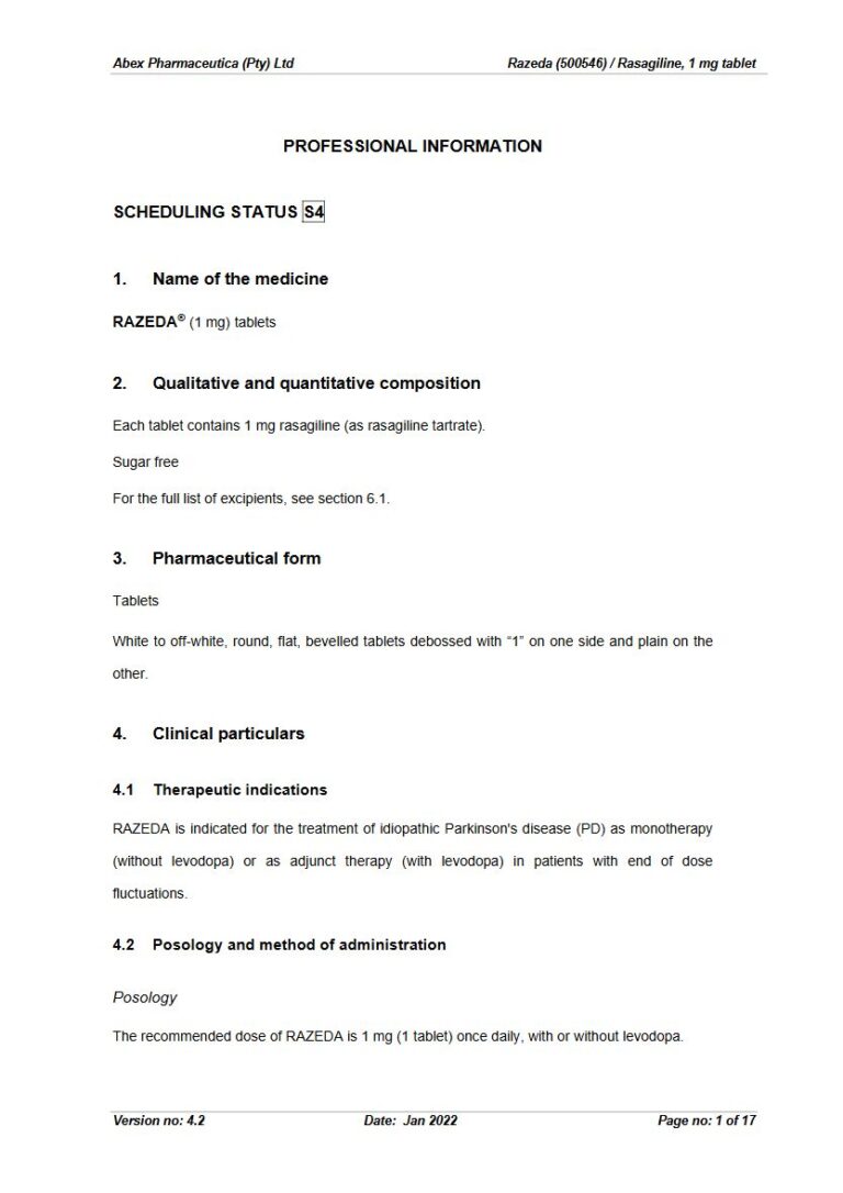 Razeda 1 mg Tablets package insert preview