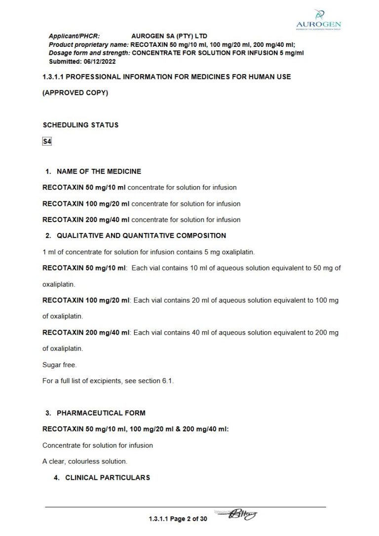 Recotaxin 50 Mg/10 Ml/100 Mg/20 Ml/200 Mg/40 Ml Solution package insert preview
