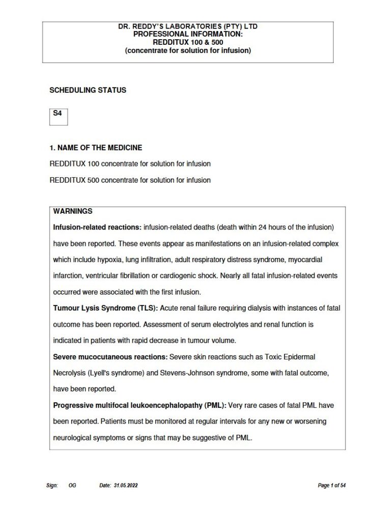 Redditux 100 mg/500 mg Solution package insert preview