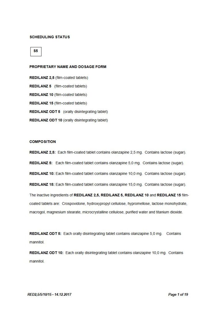 Redilanz 2,5 mg.5,0 mg.10,0 mg. 15,0 mg FC tablets package insert preview