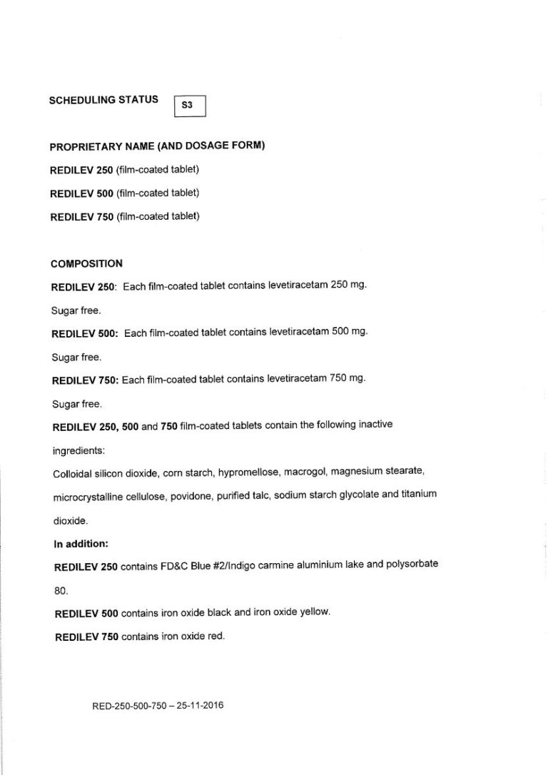 Redilev 250mgg, 500mg,750mg Tablets package insert preview
