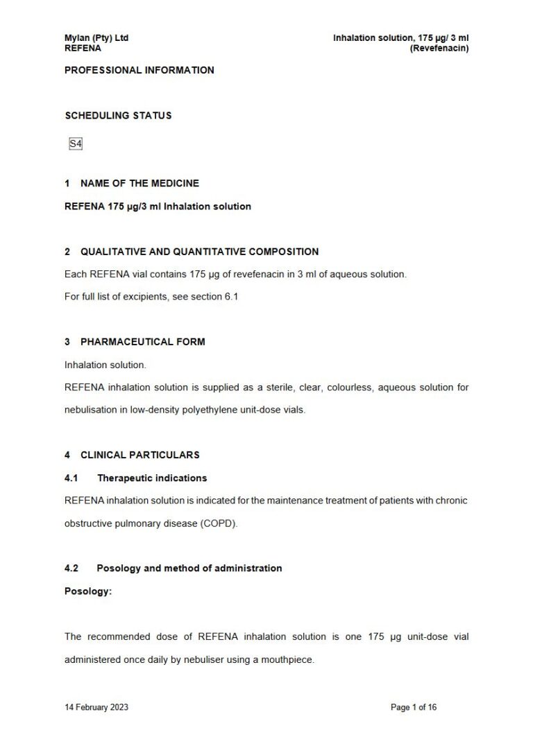 Refena 175 μg Solution for inhalation package insert preview