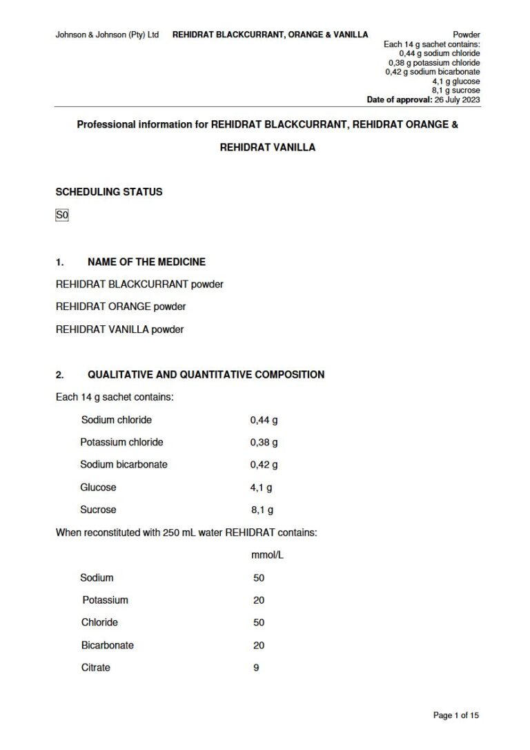 Rehidrat Blackcurrant, Orange & Vanilla 14 g Powder. package insert preview