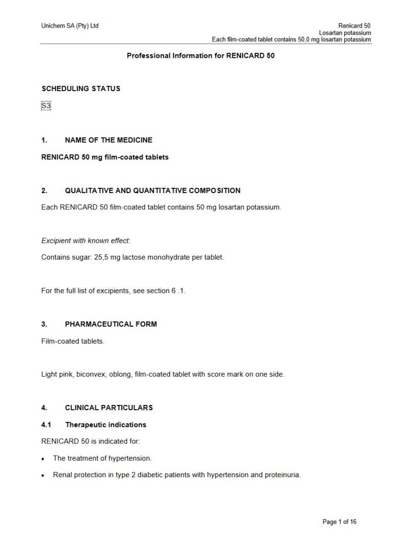 Renicard 50 mg FC tablets package insert preview