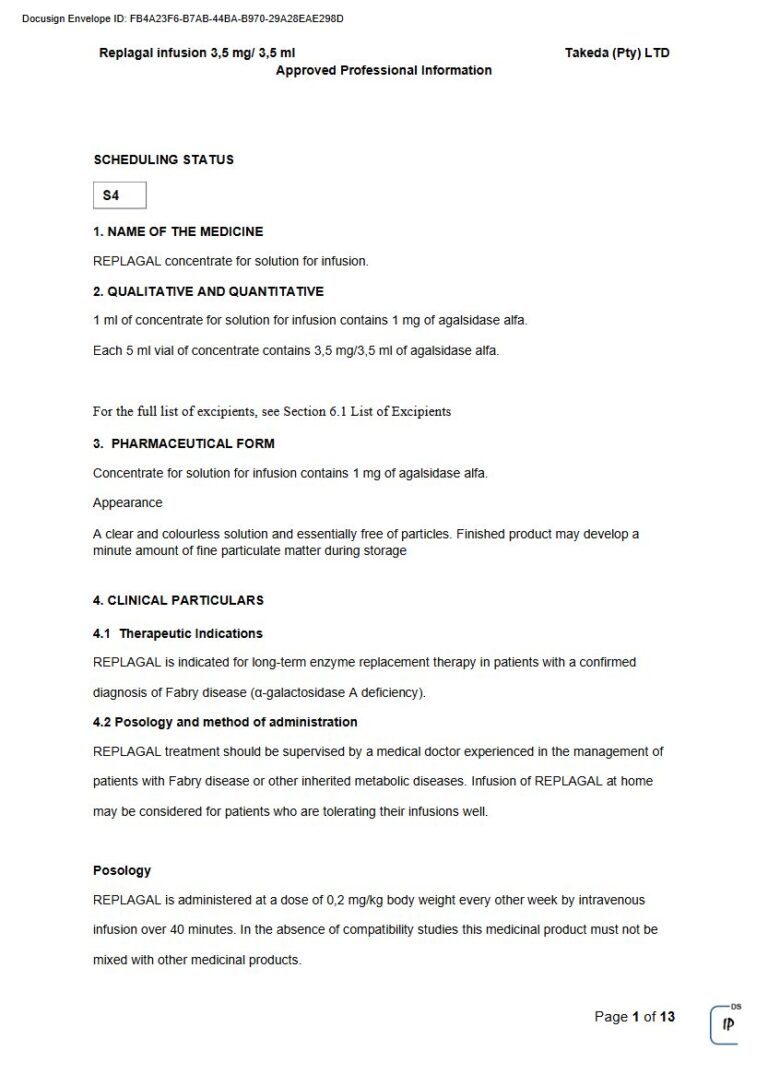 Replagal 3,5 mg/ 3,5 ml Concentrate for solution for infusion package insert preview