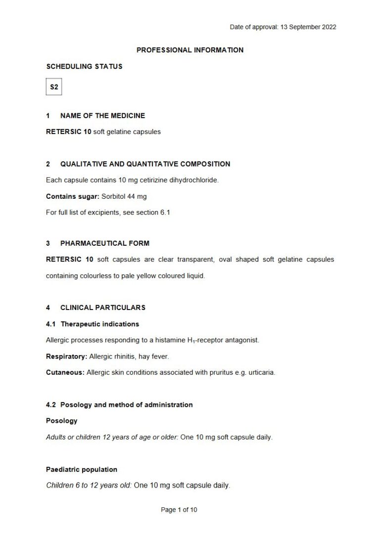 Retersic 10 10,0 mg CAPSULE package insert preview