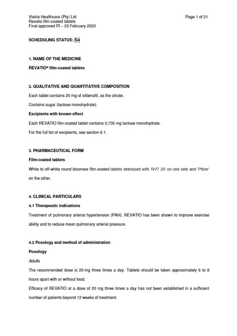 Revatio 20 mg FC tablets package insert preview