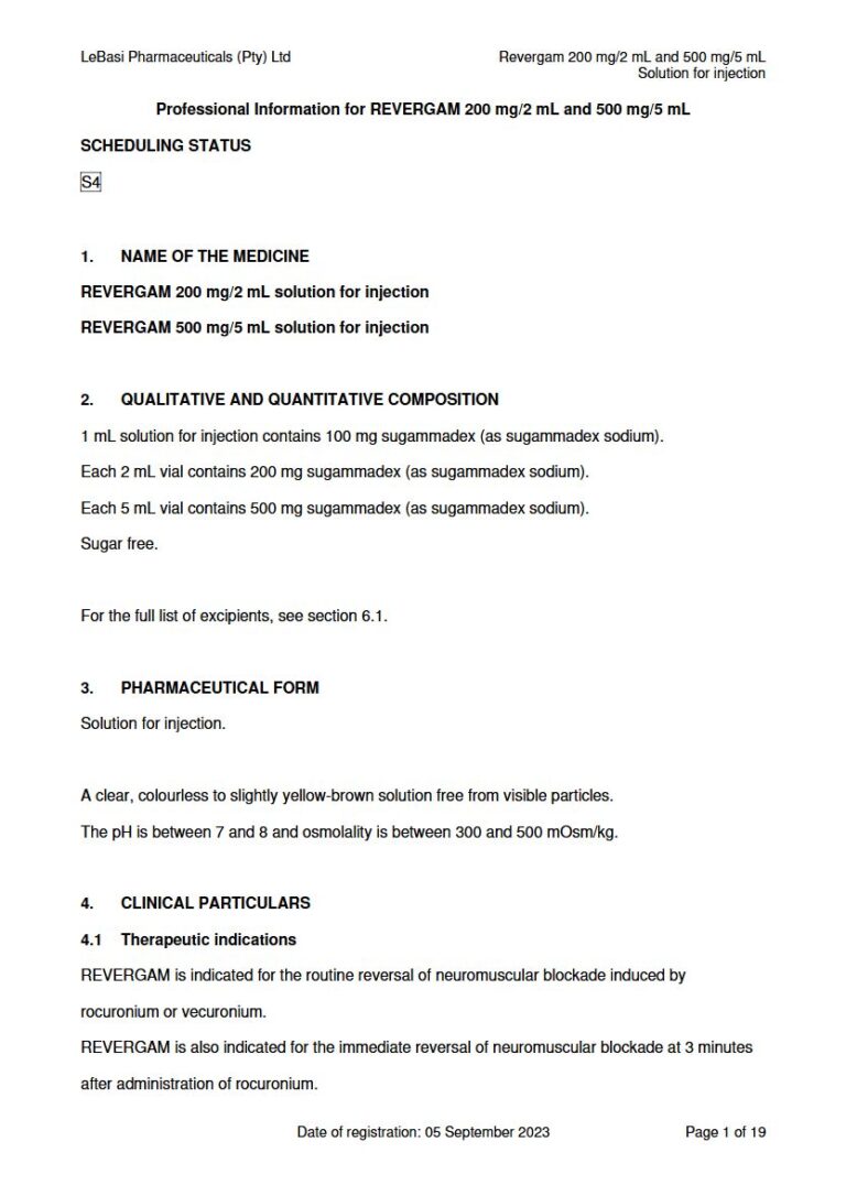 Revergam 200 Mg/2 Ml/500 Mg Solution package insert preview
