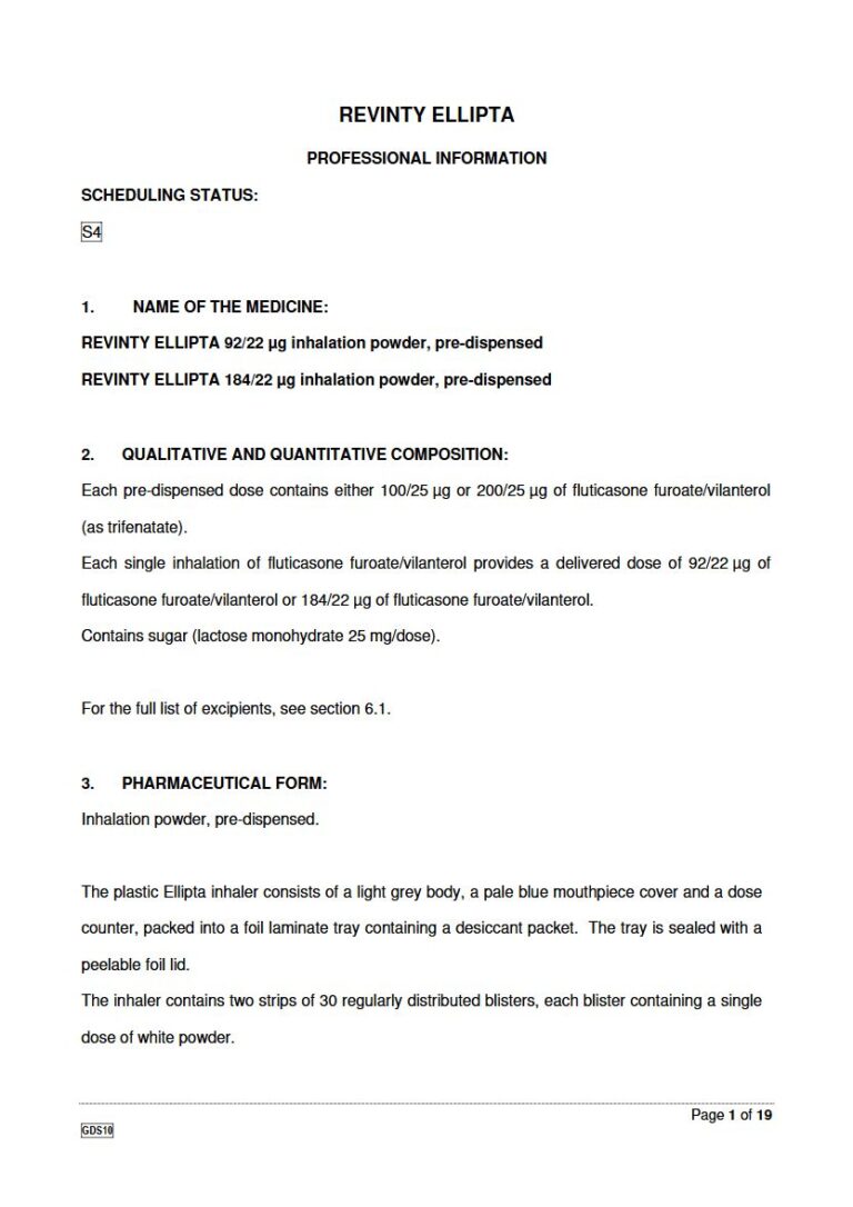 Revinty Ellipta Powder package insert preview