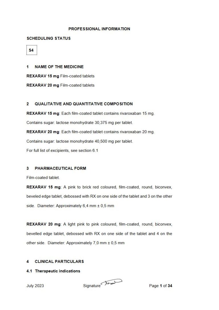 Rexarav 20 Mg/15 mg Tablets package insert preview