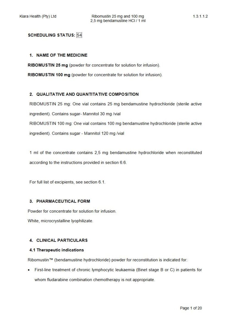 Ribomustin 25 mg/100 mg Solution package insert preview