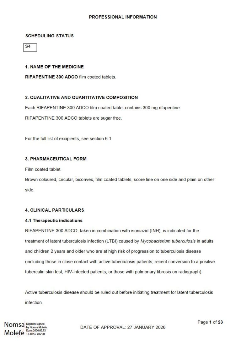 Rifapentine 300 Adco 300 mg FC tablets package insert preview